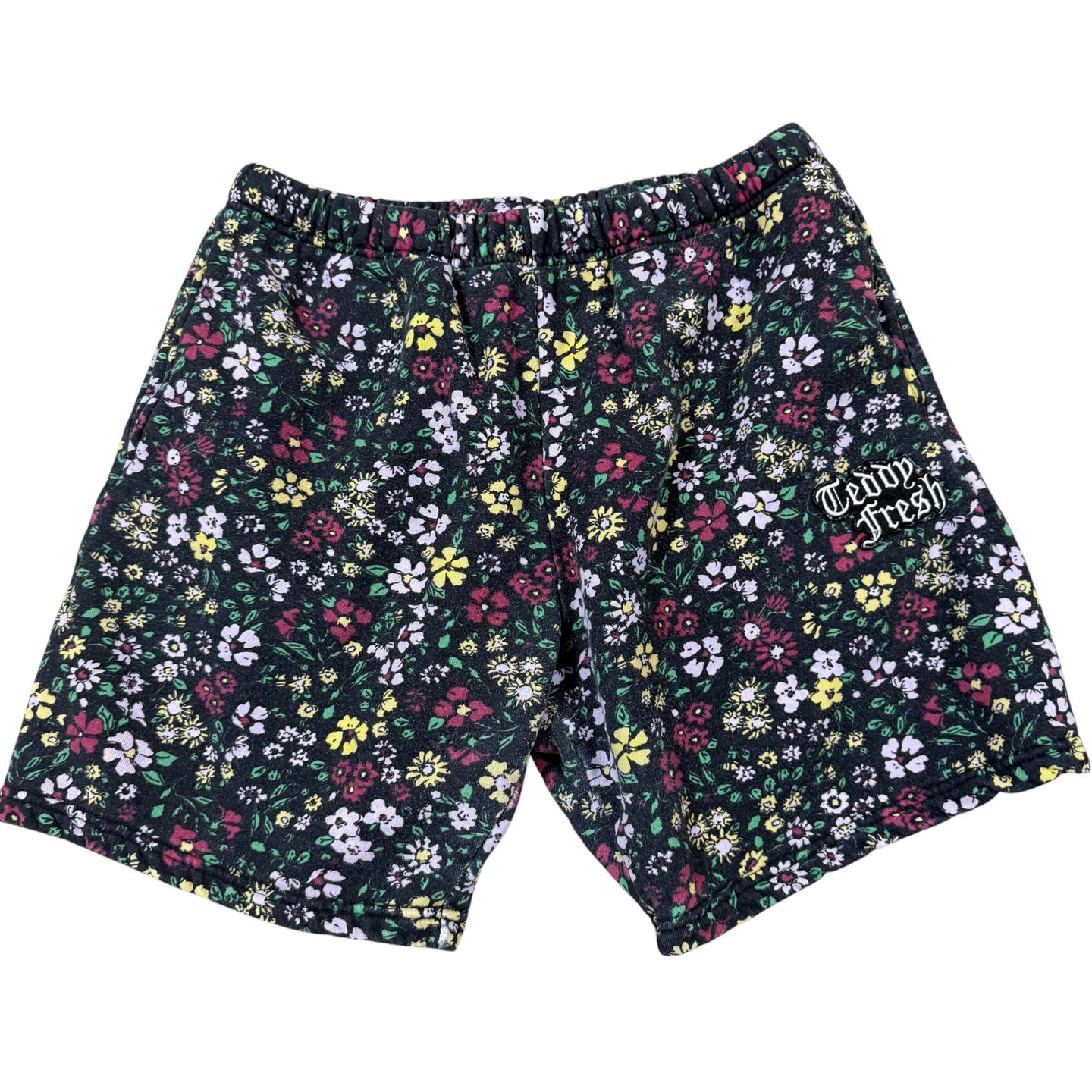 Teddy Fresh Floral Print Shorts Unisex Medium Waist 28