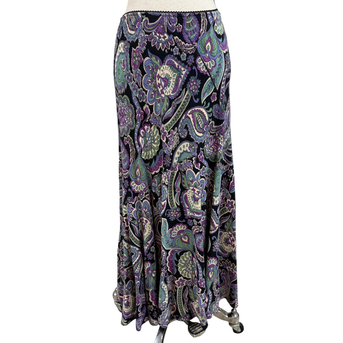 VTG 90s Lola P Boho Paisley Rayon Maxi Skirt Medium