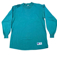 Load image into Gallery viewer, Russell Long Sleeve Cotton Logo Crewneck Teal Green USA Large
