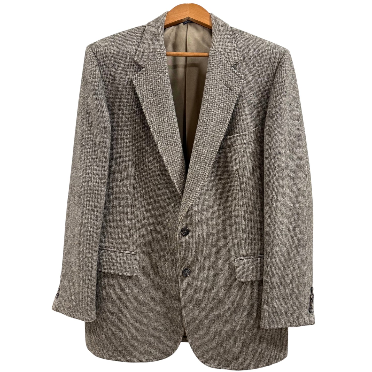 Vintage 70s Brown Pure Wool Tweed Sport Coat Blazer USA 44R