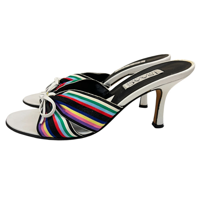 Isaac Mizrahi Rainbow Kitten Heels with Bow Size 7