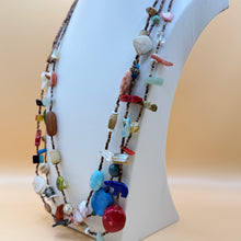Load image into Gallery viewer, Vintage Southwestern Multi Strand Beaded Fetish Necklace Carved Stone Shell Glass
