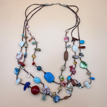 Load image into Gallery viewer, Vintage Southwestern Multi Strand Beaded Fetish Necklace Carved Stone Shell Glass
