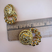 Load image into Gallery viewer, Vintage Anne Klein AK Lion Head Doorknocker Clip-On Earrings
