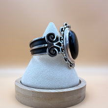 Load image into Gallery viewer, Vintage Sterling Silver Large Black Onyx Scroll Cuff Bracelet 57g
