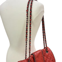 Load image into Gallery viewer, Big Buddha Womens Purse Bag Tote 13 Wide 9.5&quot; High Red Quilted Chain Strap Long
