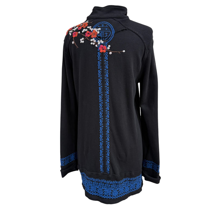 Vintage 90s Johnny Was JWLA Embroidered Tunic Sweater Size Medium