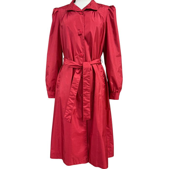 Vintage 80s Red Ladies Trench Coat Medium/Large Chest 40