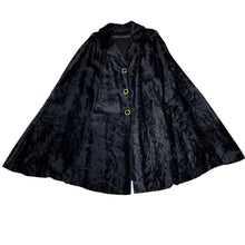 Load image into Gallery viewer, 60s Black Velvet Swing Cape One Size Fits Most
