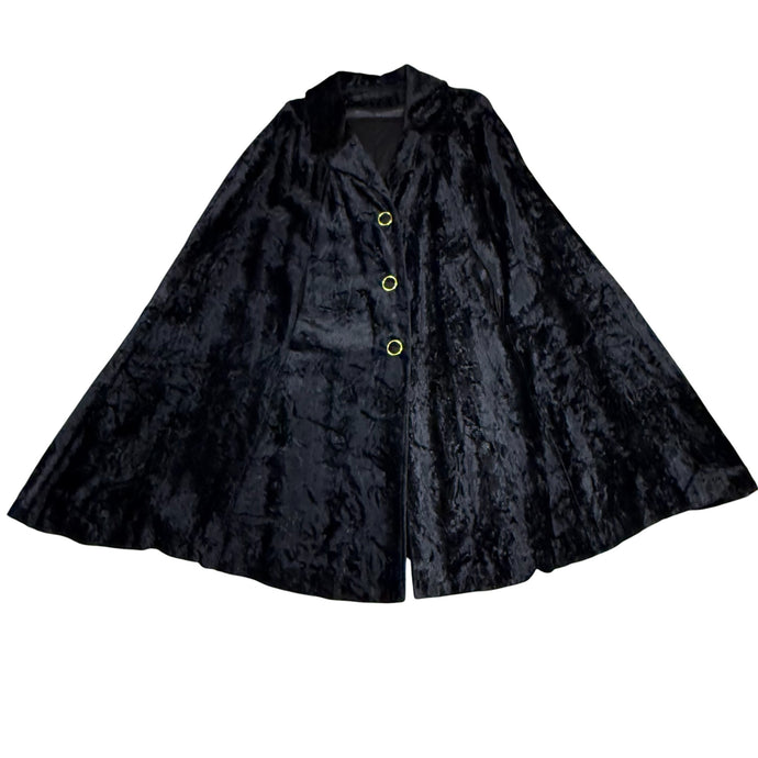 60s Black Velvet Swing Cape One Size Fits Most