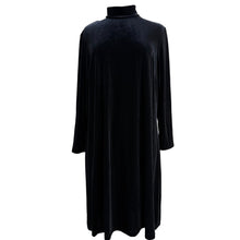 Load image into Gallery viewer, 90s Black Velvet Mock Neck A Line Dress Size 16W
