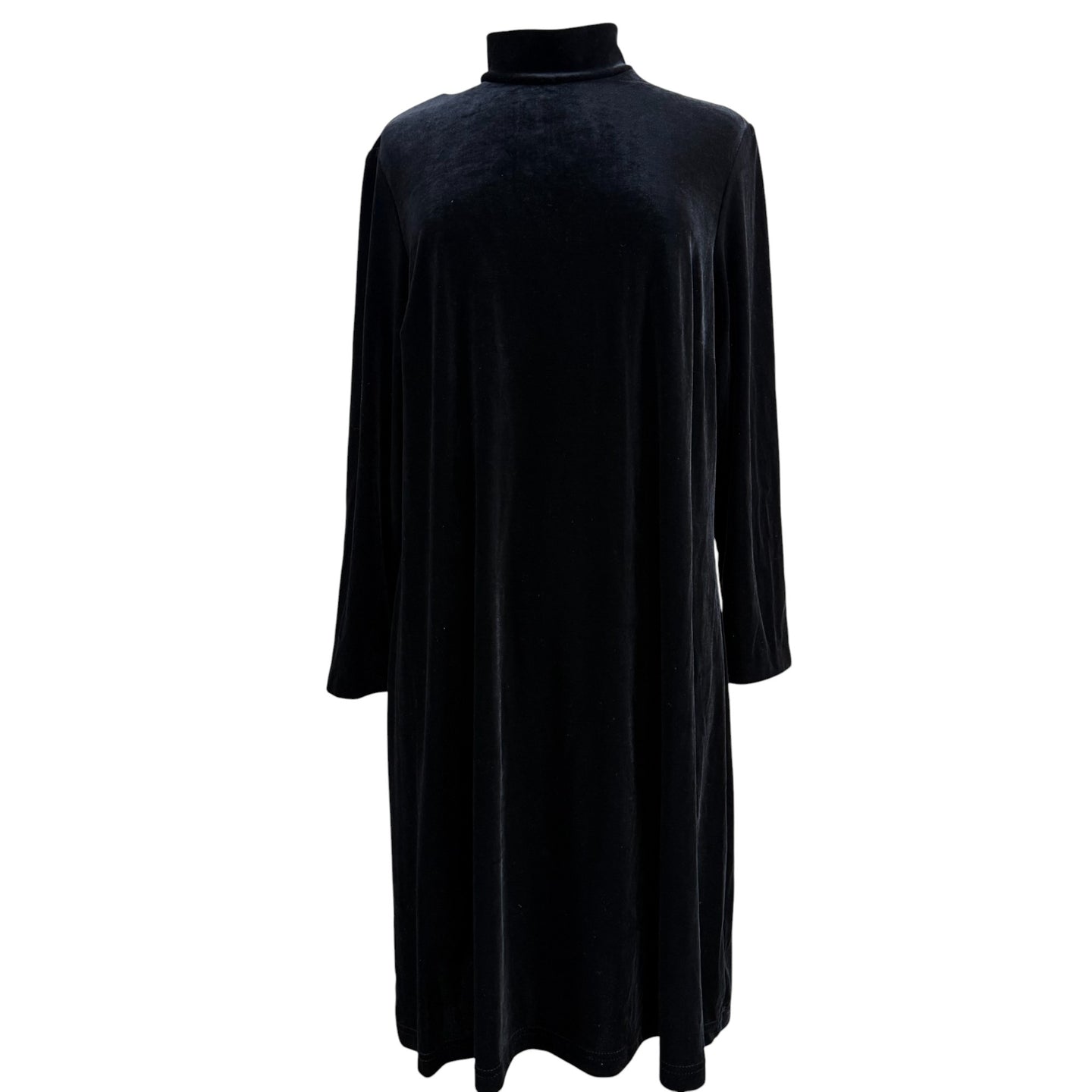 90s Black Velvet Mock Neck A Line Dress Size 16W