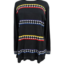 Load image into Gallery viewer, 80s Black Geometric Knit Pullover Sweater Size Medium
