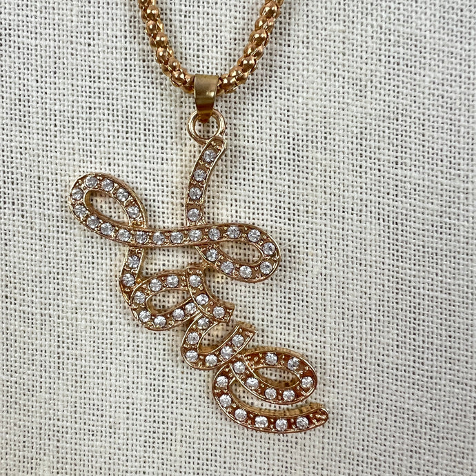 Betsey Johnson Love Rhinestone Pendant Necklace 30