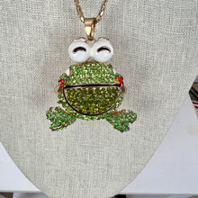 Load image into Gallery viewer, Betsey Johnson Large Rhinestone Happy Frog Pendant Necklace 30&quot;
