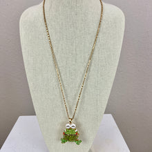 Load image into Gallery viewer, Betsey Johnson Large Rhinestone Happy Frog Pendant Necklace 30&quot;
