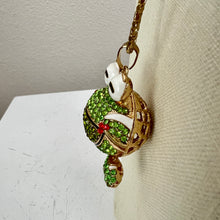 Load image into Gallery viewer, Betsey Johnson Large Rhinestone Happy Frog Pendant Necklace 30&quot;
