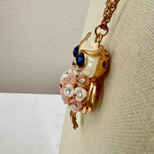 Load image into Gallery viewer, Betsey Johnson Enamel Rhinestone Owl Pendant Necklace 30&quot;
