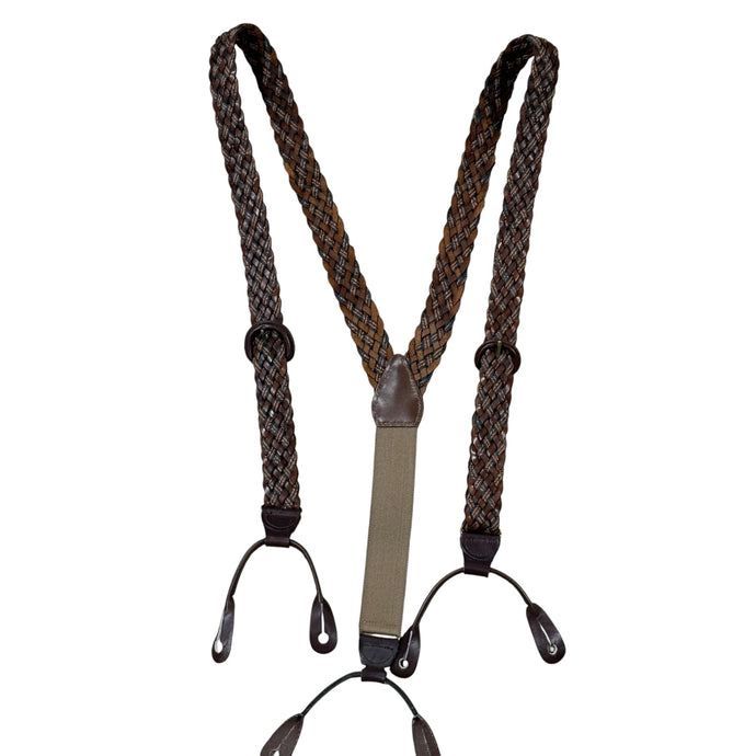 Vintage Western Braided Leather Suspenders Regular 40-44