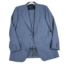 Load image into Gallery viewer, Vintage 70s/80s 3 Piece Wool Suit Gray Blue 42–44R
