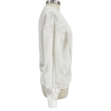 Load image into Gallery viewer, 90s 100% Cotton Cable Knit Cardigan w Gold Buttons Size Large
