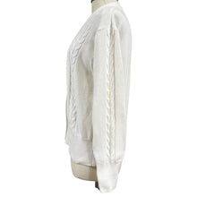 Load image into Gallery viewer, 90s 100% Cotton Cable Knit Cardigan w Gold Buttons Size Large
