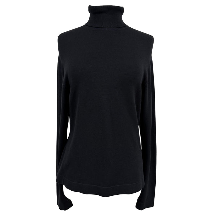 Barry Bricken 90s Minimalist Black Silk Knit Turtleneck Size L