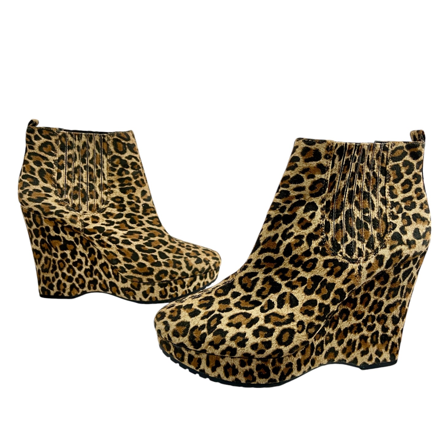 BCBG Leopard Print Wedge Booties Size 10