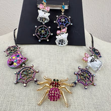Load image into Gallery viewer, Betsy Johnson Halloween Spider and Ghosts Charm Necklace and Earrings Set
