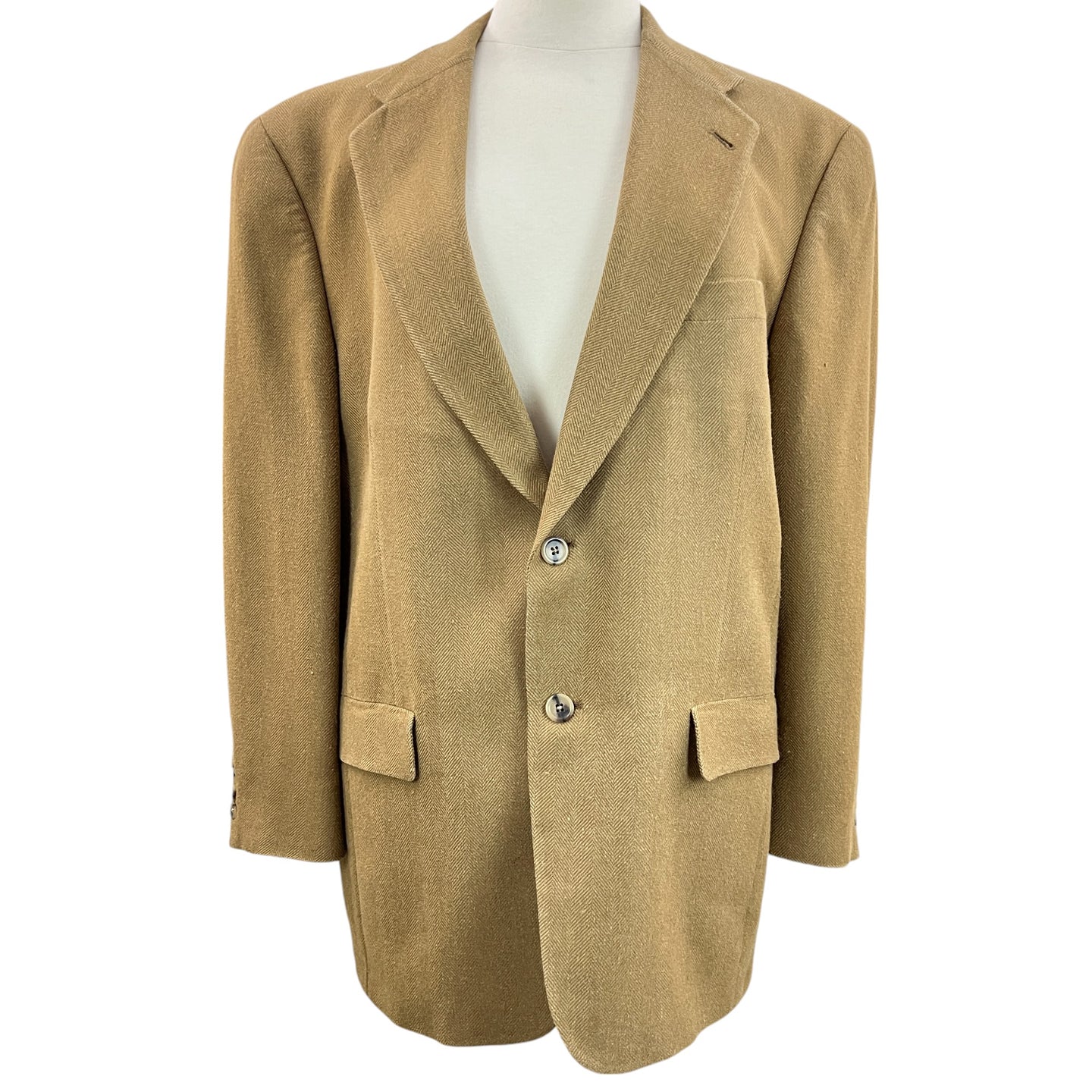 Vintage Tommy Hilfiger Tan Herringbone Sport Coat Size 44