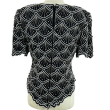 Load image into Gallery viewer, Vintage 80s Sequin &amp; Pearls Silk Top Size XL
