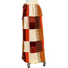 Load image into Gallery viewer, Vintage 70s Sakowitz Patchwork Maxi Wrap Skirt Rust Orange Paisley Sash Tie
