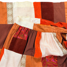 Load image into Gallery viewer, Vintage 70s Sakowitz Patchwork Maxi Wrap Skirt Rust Orange Paisley Sash Tie
