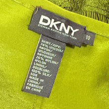 Load image into Gallery viewer, DKNY Silk Lined Olive Green Lace Midi Skirt Size 10
