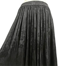 Load image into Gallery viewer, Vintage 90s Floral Jacquard Crinkle Rayon Tiered Maxi Skirt Black Medium
