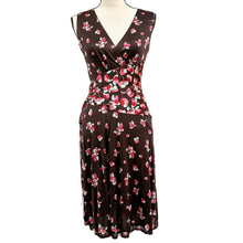 Load image into Gallery viewer, Vintage Y2K 100% Silk Floral Brown Midi Dress Size 2
