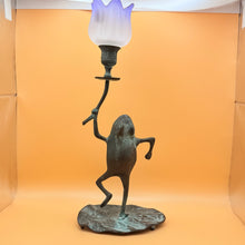 Load image into Gallery viewer, Vintage Figural Frog Holding Tulip Flower Candle Holder
