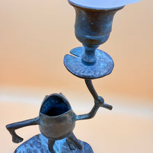 Load image into Gallery viewer, Vintage Figural Frog Holding Tulip Flower Candle Holder
