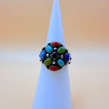 Load image into Gallery viewer, Vintage Sterling Silver Multi-Stone Cluster Statement Ring Size 4.5
