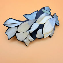 Load image into Gallery viewer, 80s Mother of Pearl Inlay Barrette Hair Clip Shell Mosaic
