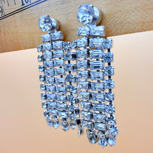 Load image into Gallery viewer, Vintage 1950s Rhinestone Fringe Waterfall Clip-On Earrings
