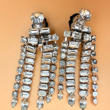 Load image into Gallery viewer, Vintage 1950s Rhinestone Fringe Waterfall Clip-On Earrings
