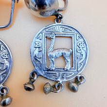 Load image into Gallery viewer, Vintage Peruvian Sterling Silver Alpaca Folk Art Screw Back Dangle Earrings
