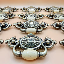 Load image into Gallery viewer, Vintage Brass &amp; Cream Resin Drawer Pulls Set of 12 Drop Handles

