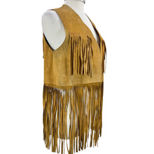 Load image into Gallery viewer, Vintage Handmade Leather Fringe Vest Size Large
