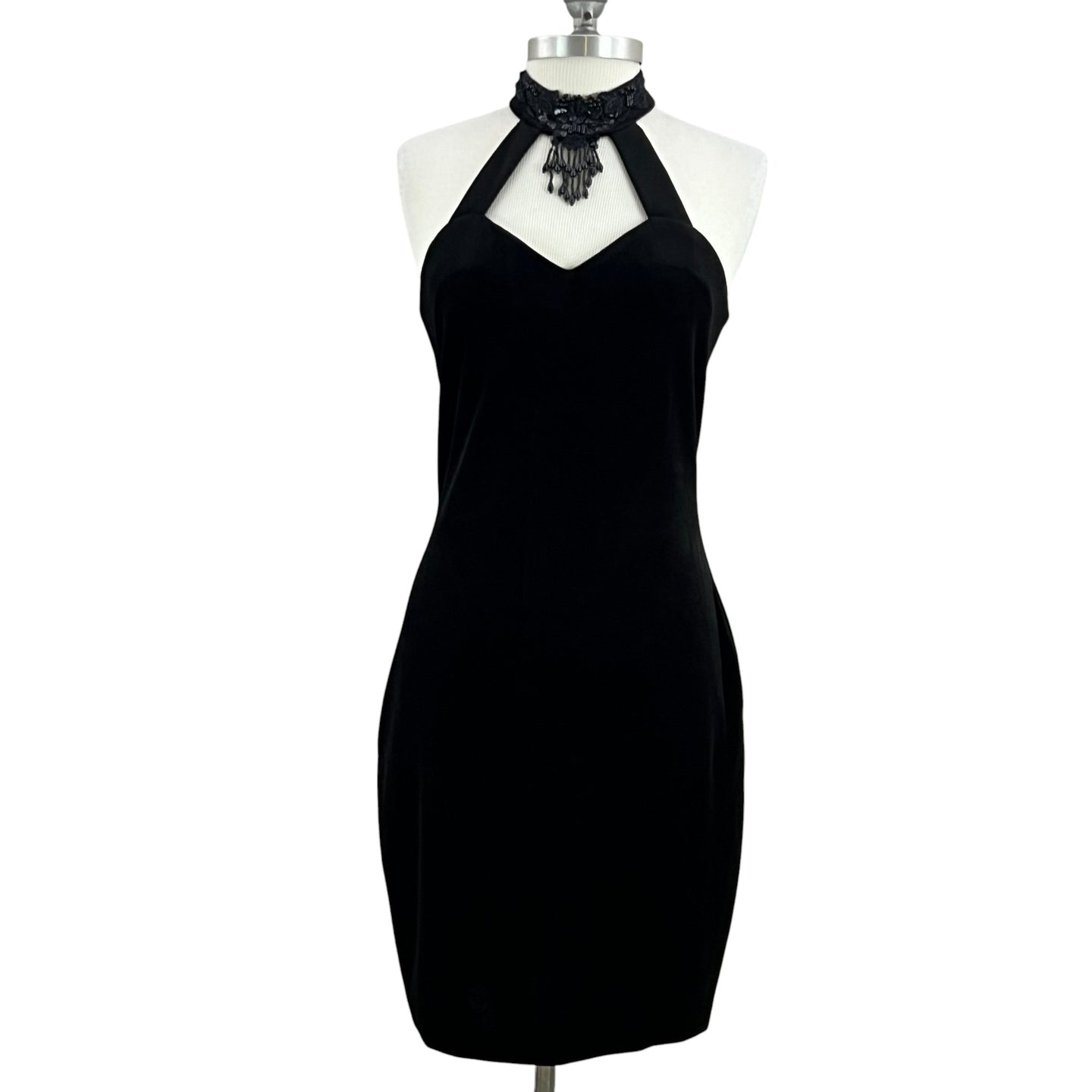 90s Black Sweetheart Neck Cocktail Dress Size Medium