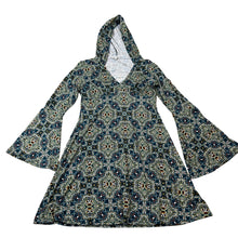 Load image into Gallery viewer, Hooded Paisley Bell Sleeve Dress Size Medium
