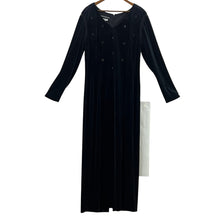 Load image into Gallery viewer, Brand: Donna Morgan, Vintage Black Velvet Long Sleeve Maxi Dress Size Large
