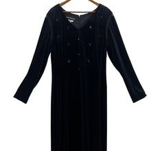 Load image into Gallery viewer, Donna Morgan Vintage Black Velvet Long Sleeve Maxi Dress Size Large
