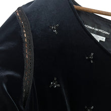 Load image into Gallery viewer, Donna Morgan Vintage Black Velvet Long Sleeve Maxi Dress Size Large
